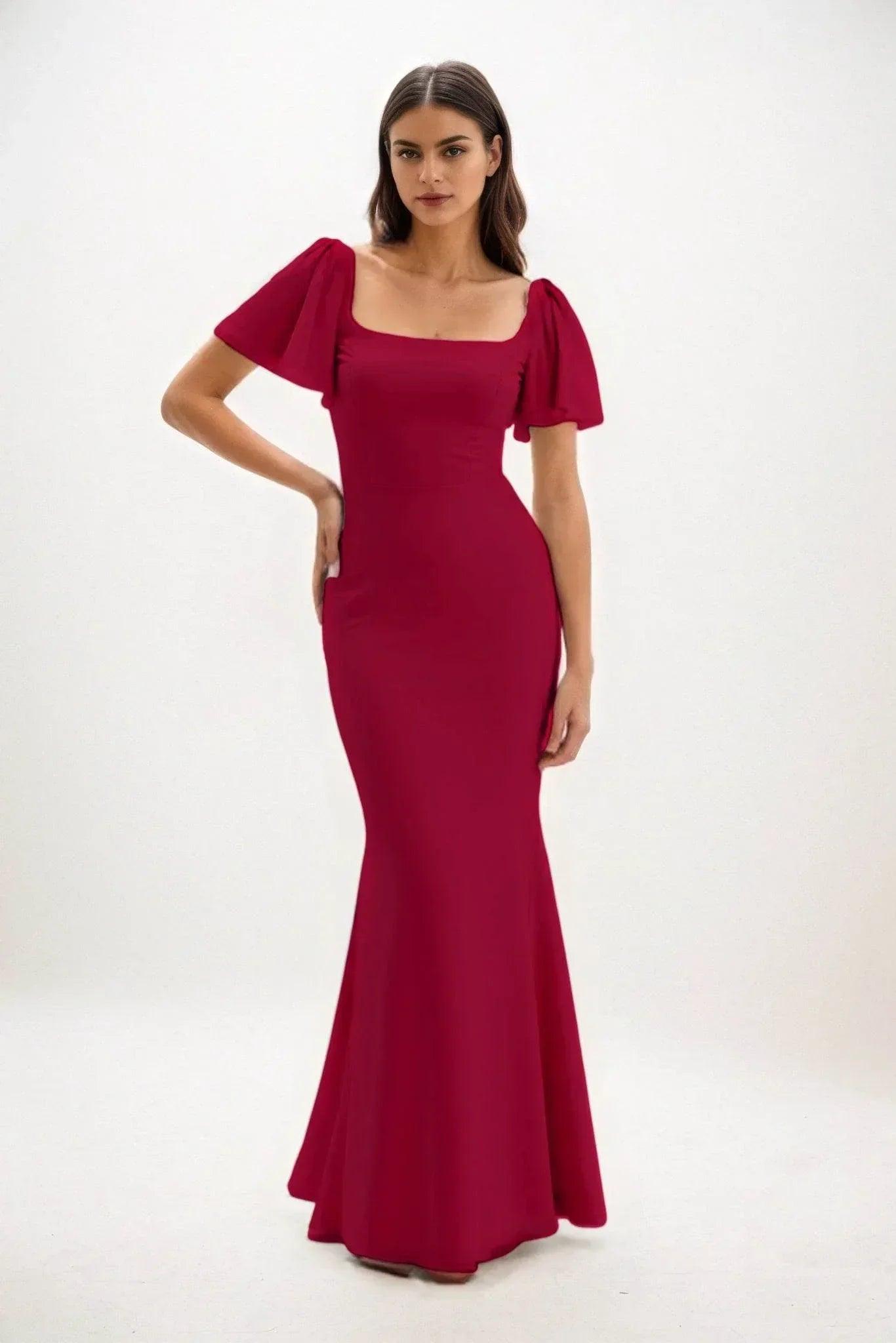 Sheath-Column Maxi Chiffon Dress CB0813CS - COCOMELODY